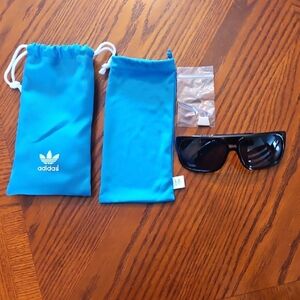 Adidas Black Sunglasses with Bright Blue Cases
